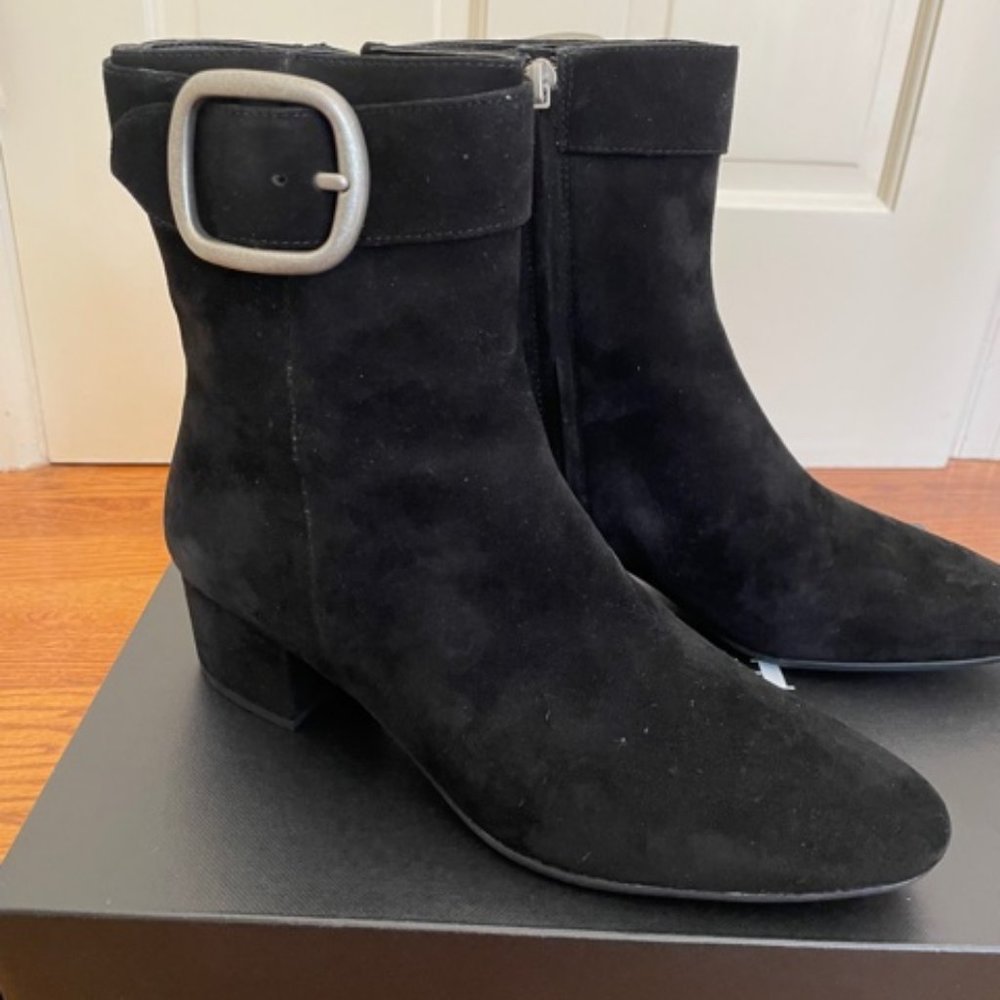 Black suede Coach booties size 9, new in box!